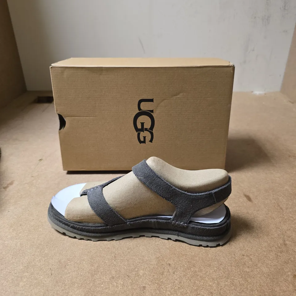 UGG SANDALS WITH VELCRO STRAPS – TAN & GREY, UK SIZE 7