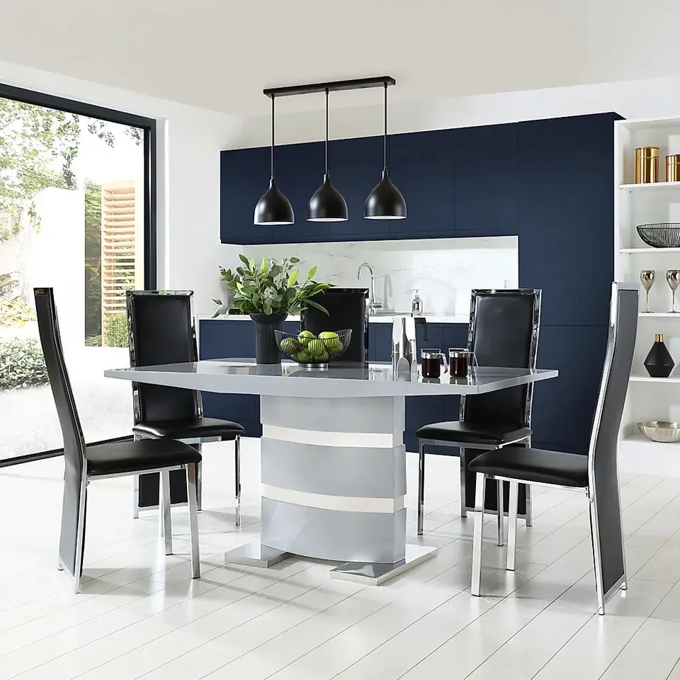 BOXED KOMORO GREY HIGH GLOSS 160CM DINING TABLE (2 BOXES)