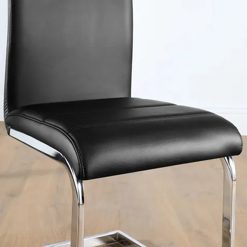 BOXED PERTH DINING CHAIR, BLACK CLASSIC FAUX LEATHER & CHROME