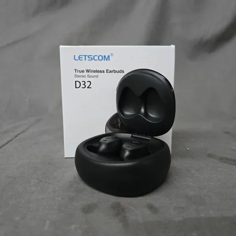 BOXED LETSCOM D32 TRUE WIRELESS EARBUDS IN BLACK