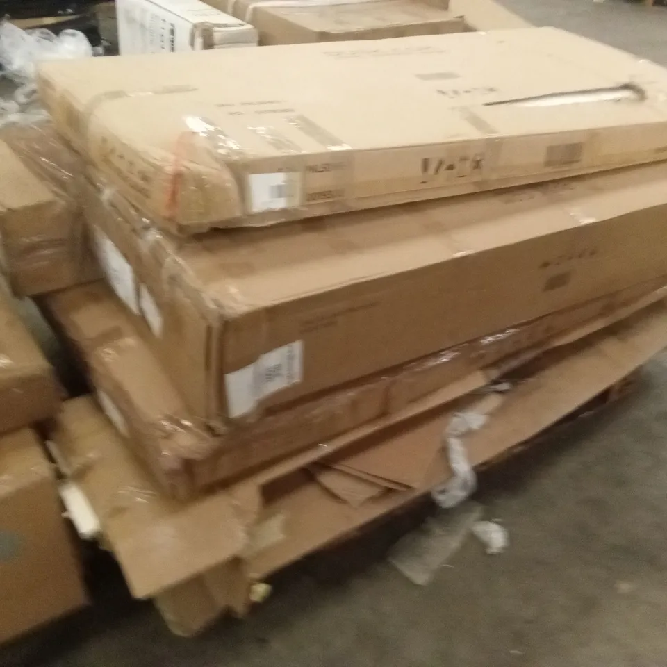 PALLET OF ASSORTED INCOMPLETE OR DAMAGED DUSK FLATPACK FURNITURE 
