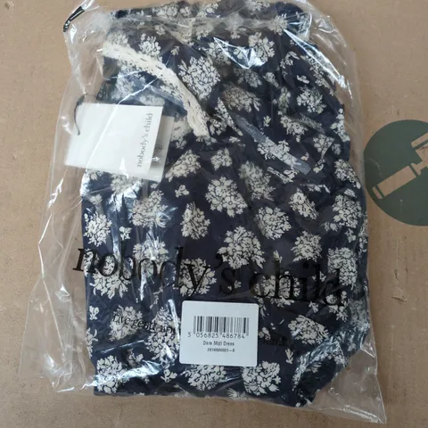 BAGGED NOBODYS CHILD DARA MIDI DRESS IN GABRIELLE DITSY NAVY - UK 8