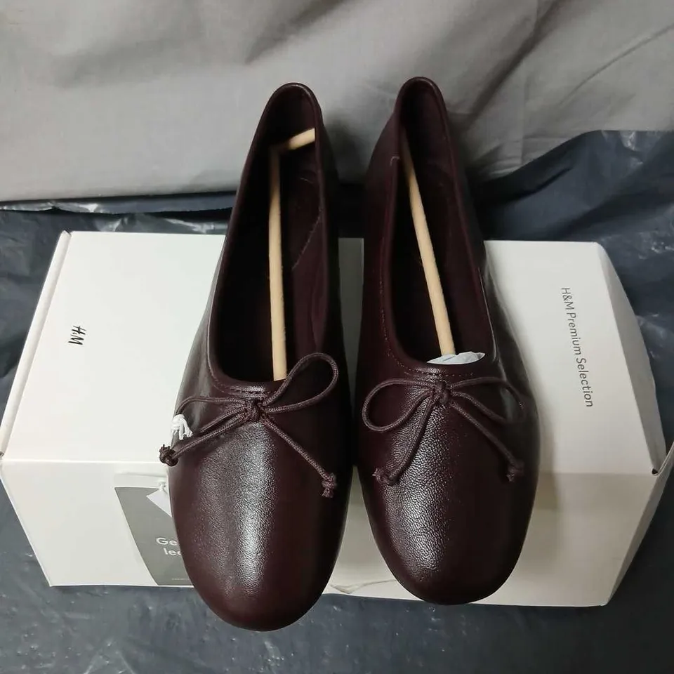 H&M BURGUNDY LEATHER BALLET FLATS – UK 6 (EU 39) – PREMIUM SELECTION