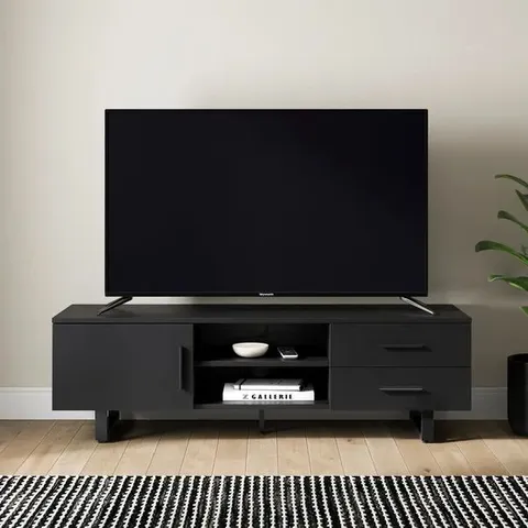 BOXED FREDDIE TV UNIT FOR TVS UP TO 60" - BLACK WOOD EFFECT (1 BOX)
