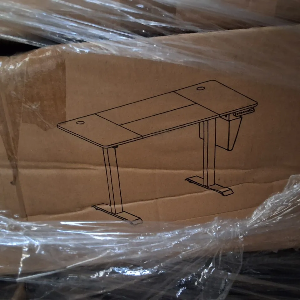 PALLET OF ASSORTED ITEMS TO INCLUDE MULTIPLE BOXED CHAIRS, COMPUTERS DESK AND LAUNDRY HAMPER