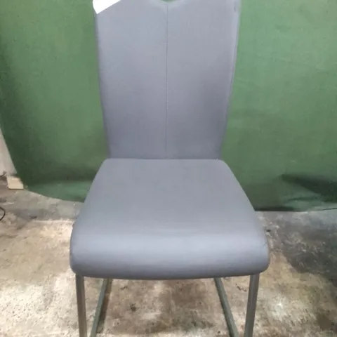 DARK GREY LEATHER DINING CHAIR