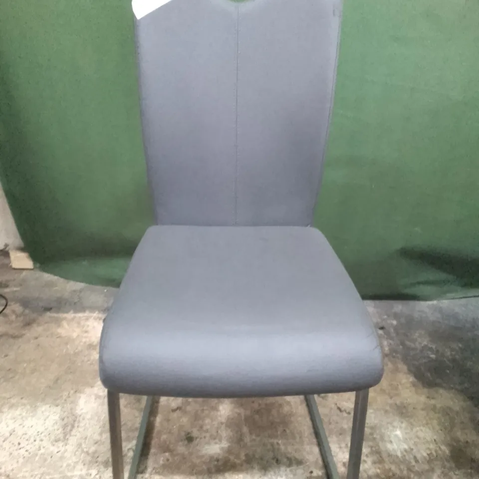 DARK GREY LEATHER DINING CHAIR