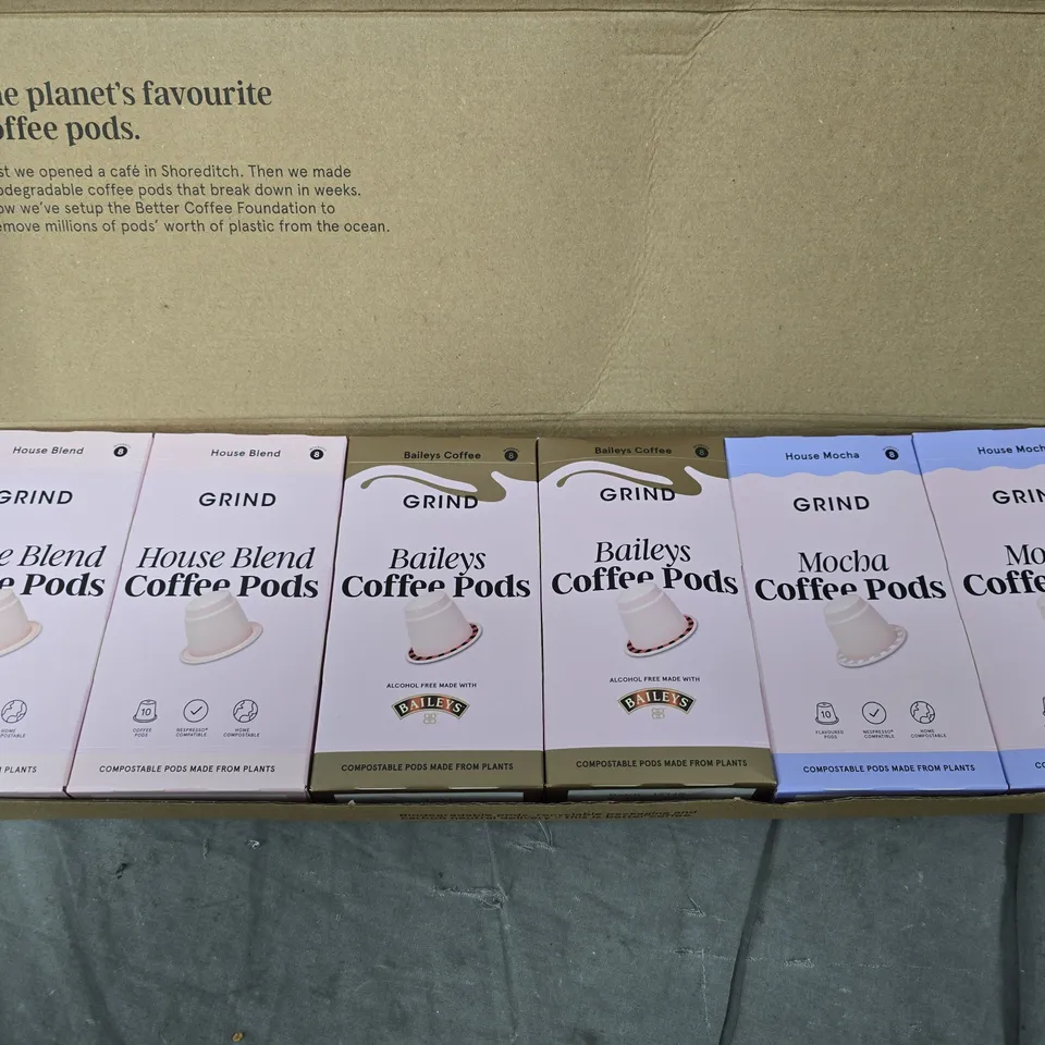 6 X GRIND COFFEE PODS ASSORTMENT 