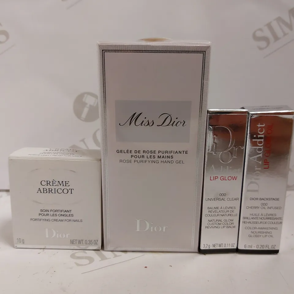4 DIOR PRODUCTS TO INCLUDE FORTIFYING CREAM FOR NAILS, HAND GEL AND LIP OIL