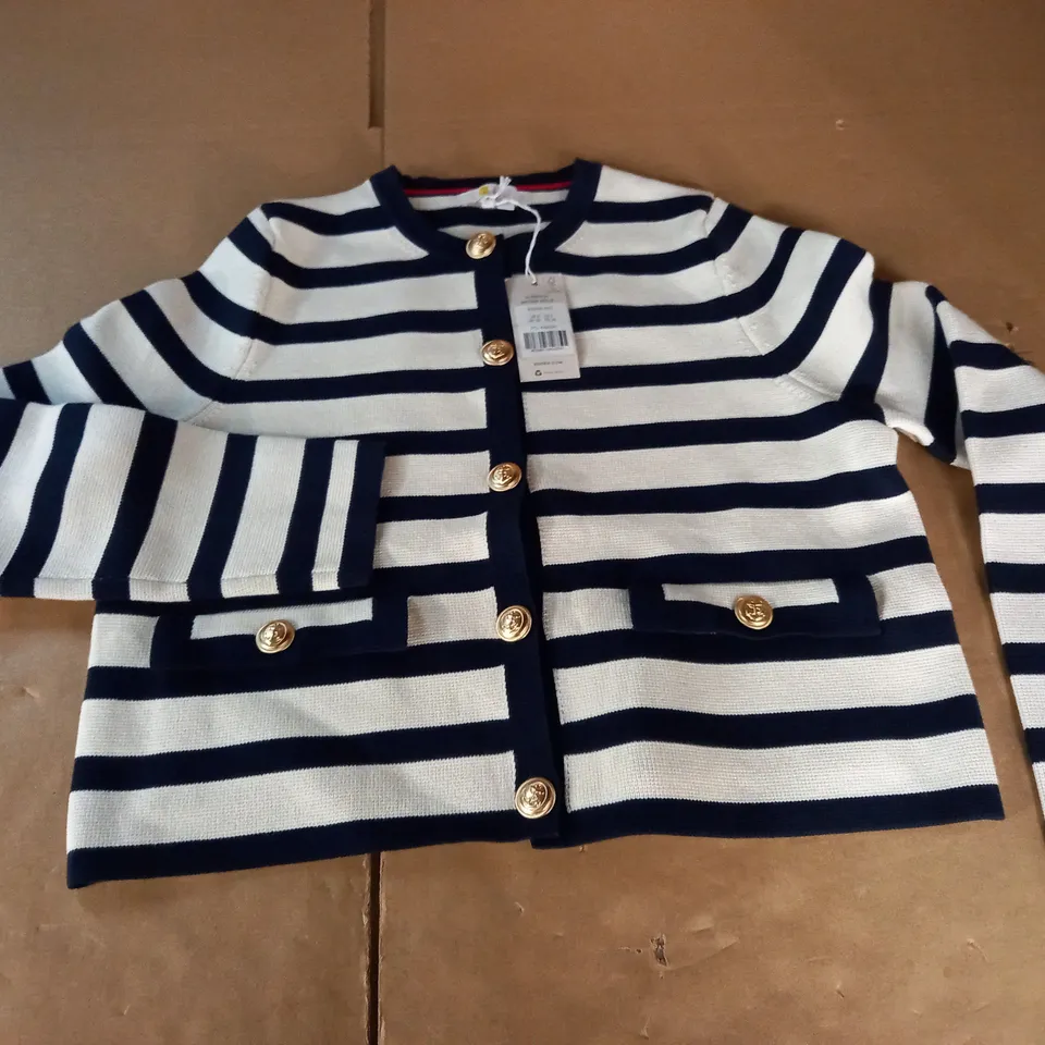 BODEN STRIPED BUTTON FRONT LONG SLEEVE TOP - UK 8