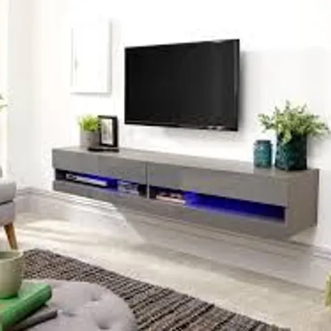 BOXED GFW GALICIA 150cm WALL TV UNIT WITH LED - GREY (1 BOX)