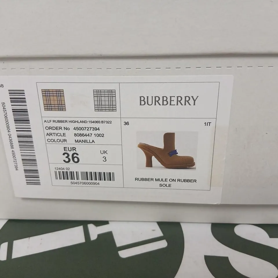 BURBERRY RUBBER MULE ON RUBBER SOLE – WOMEN'S, UK 3 (EU 36), MANILLA 