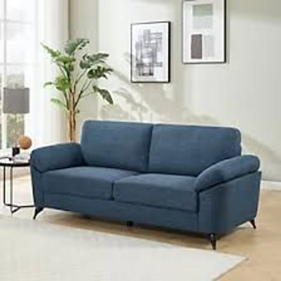 BOXED MALMO 3 SEATER FABRIC SOFA - BLUE (1 BOX)