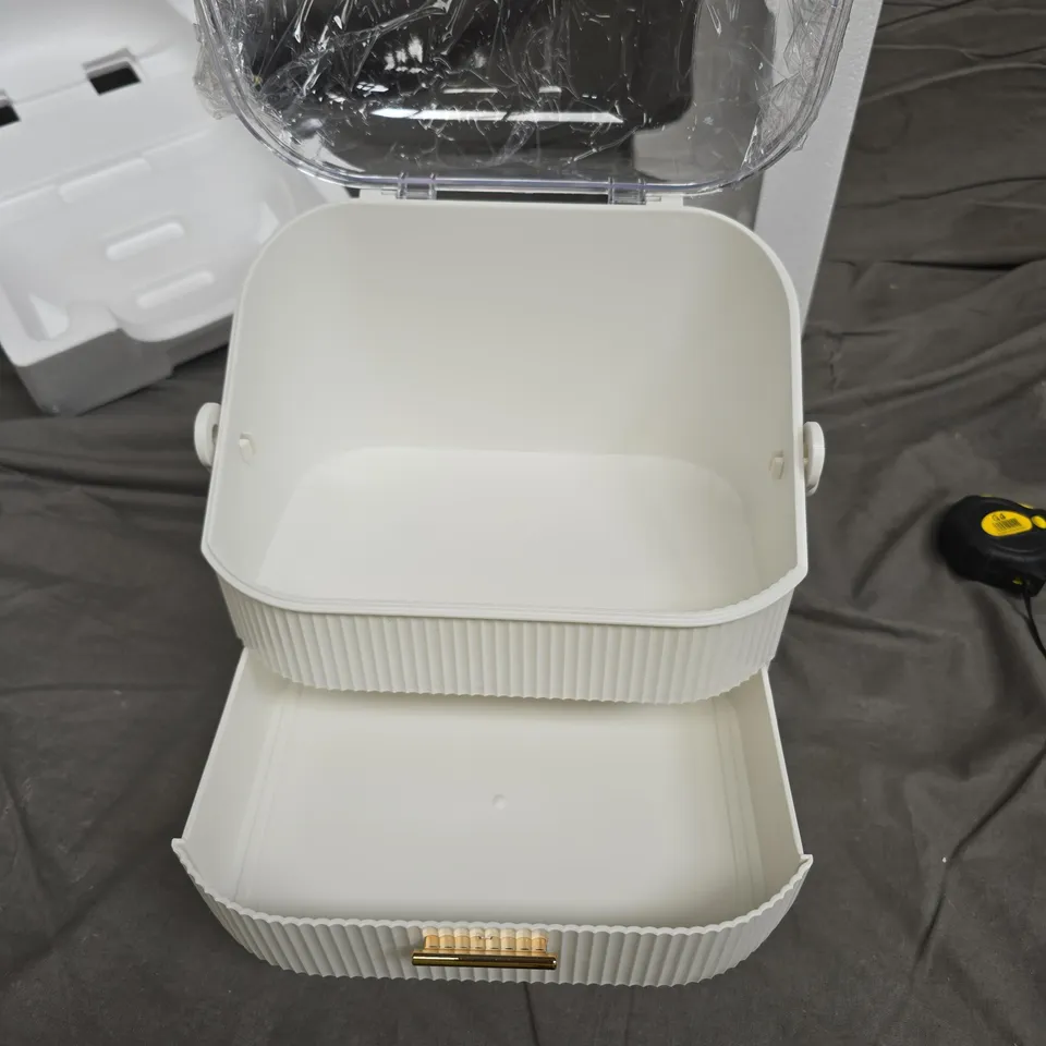 COSMETIC ORGANIZER SC2255 – WHITE, TWO-TIER WITH CLEAR DOME LID