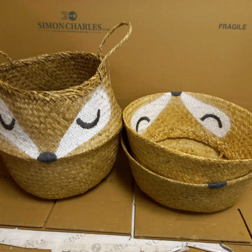 SET OF 3 SASS & BELLE WOODLAND FOX WICKER BASKET 