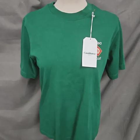CASABLANCA CASA SPORT LOGO 3D PRINTED UNISEX TSHIRT IN GREEN SIZE XS
