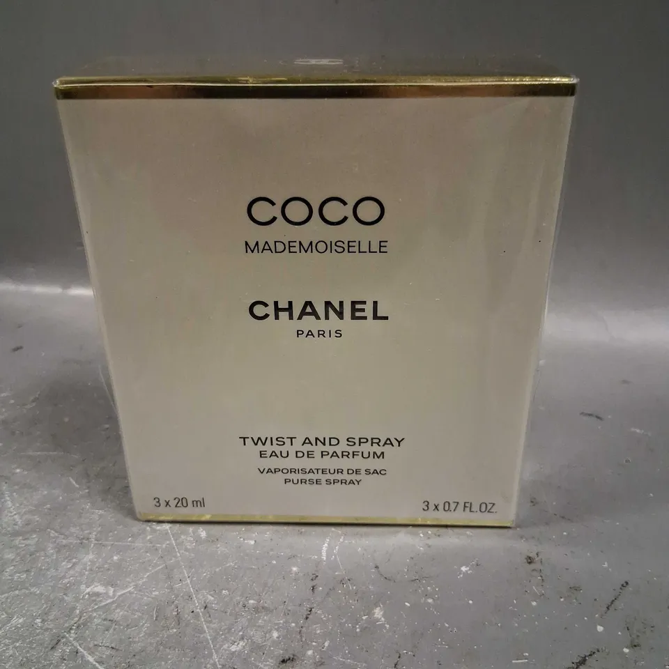 BOXED AND SEALED COCO CHANEL MADEMOISELLE TWIST AND SPRAY EAU DE PARFUM 3X20ML