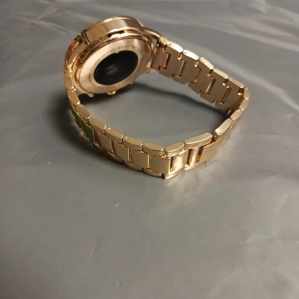 SMART WATCH ULTRA IP-67 GREEN AND CRYSTAL DETAIL GOLD COLOURED STRAP