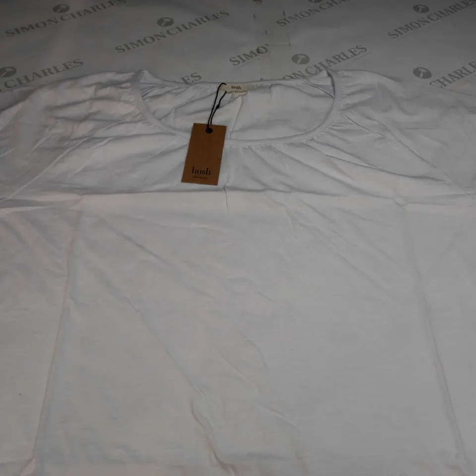 HUSH ALIDA GATHER TRIM T-SHIRT - WHITE - LARGE