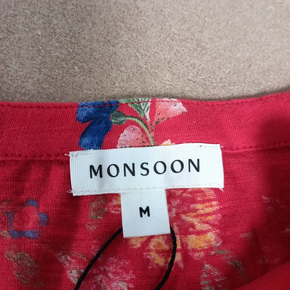 MONSOON WOMEN'S RED FLORAL PRINT BLOUSE – UK SIZE M