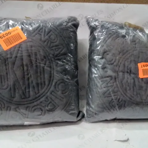 BRAND NEW SEALED SET OF 2 CIRCLE LOGO CUSHIONS COLOUR CHARCOAL 
