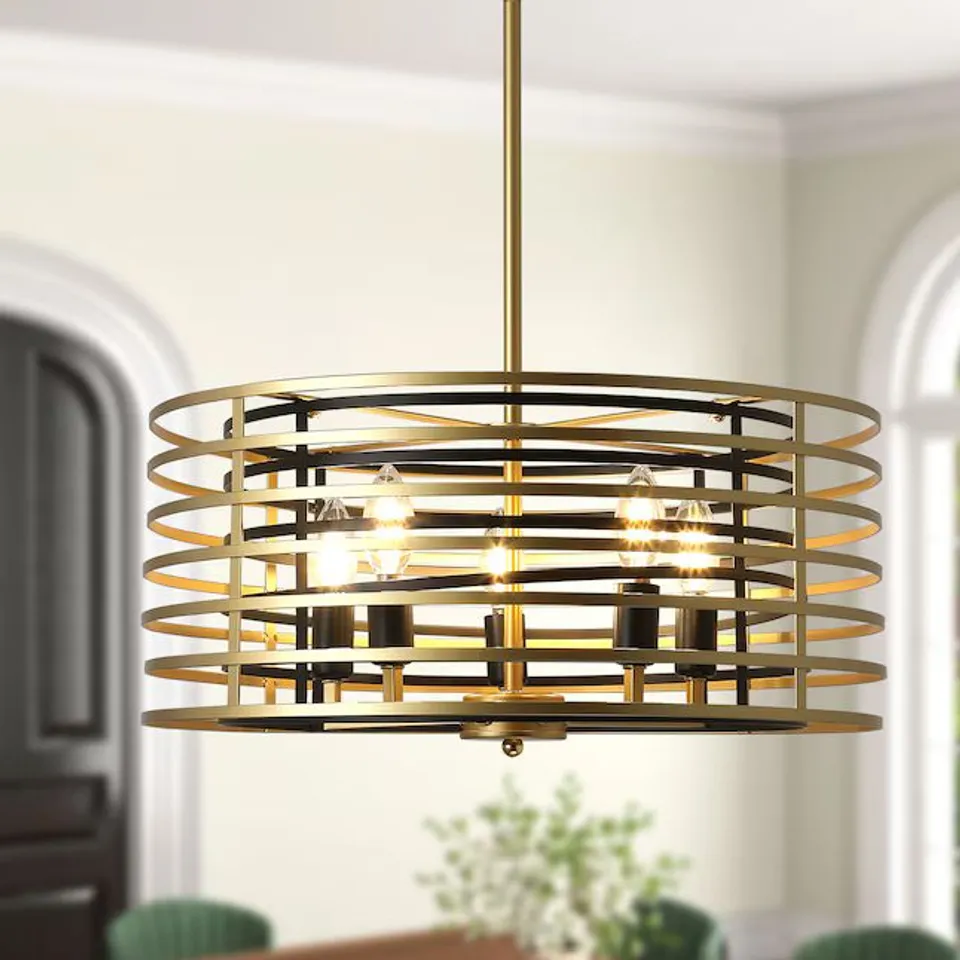 BOXED SIITTOO 5 -LIGHT MATTE GOLD MODERN METAL CHANDELIER