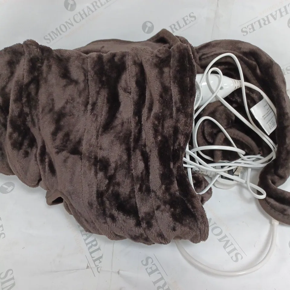 COZEE HOME HEATED PLUSH WEARABLE BLANKET - CHOCOLATE