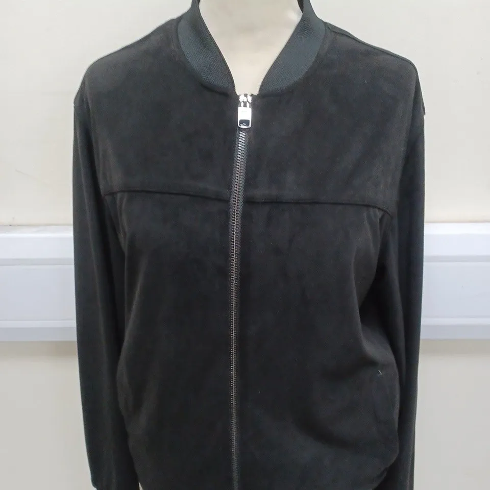 ZARA FAUX SUEDE BOMBER JACKET IN BLACK SIZE M