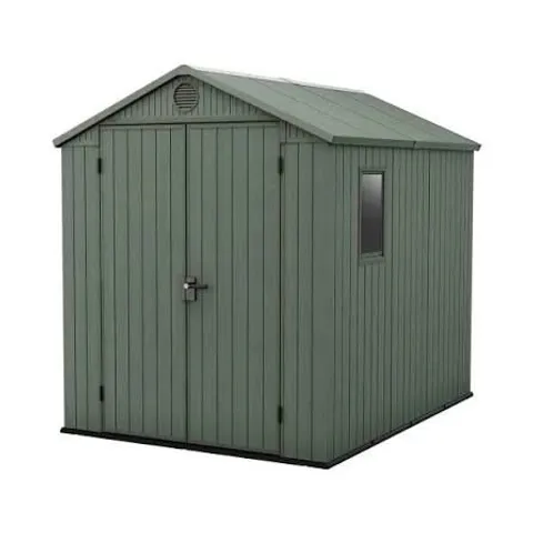 BOXED KETER DARWIN 6X8 SHED - GREEN / GREY (2 BOXES)