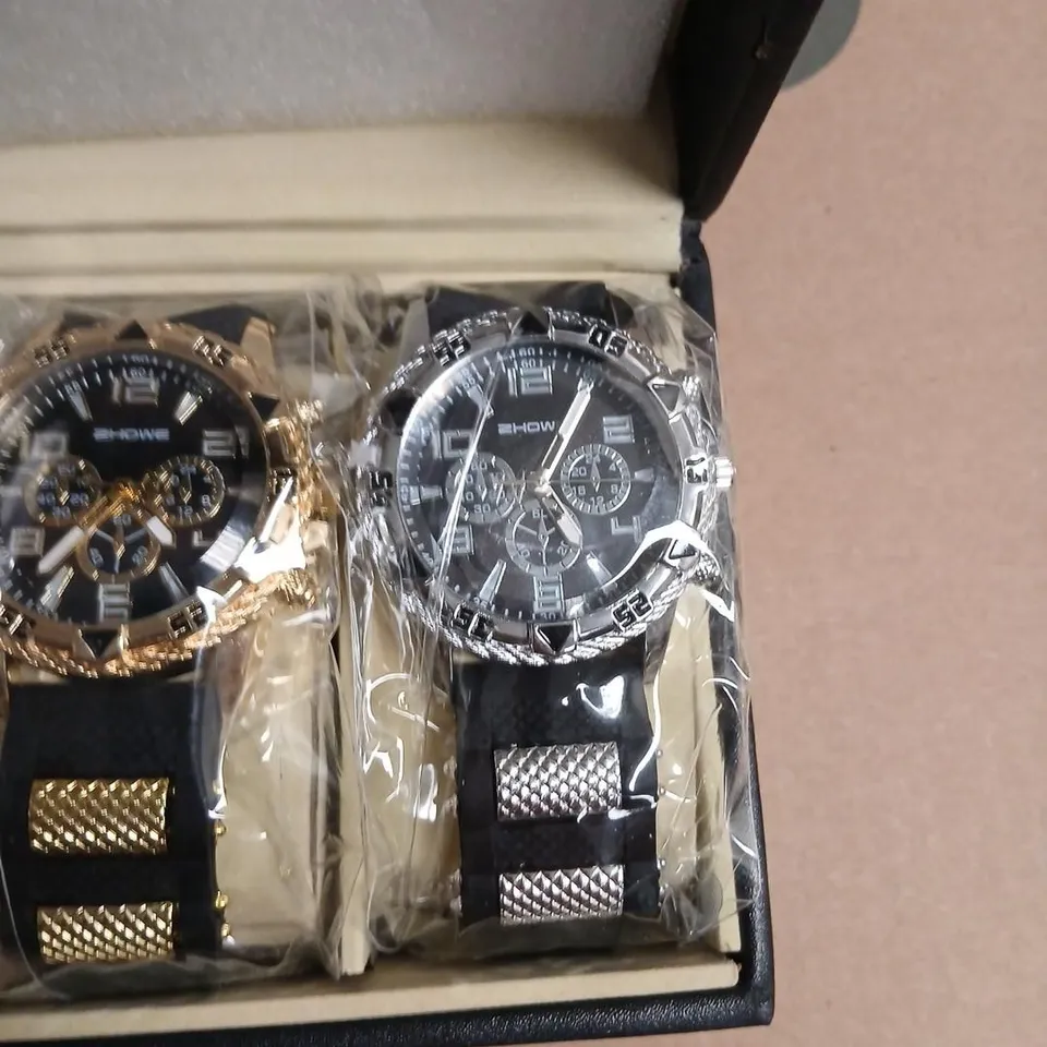 ZHOWE CHRONOGRAPH-STYLE WATCHES SET OF 6 – METAL BRACELET, ASSORTED COLOURS