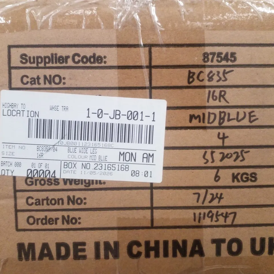 BOX CONTAINING APPROXIMATELY 4 BRAND NEW SIMPLY BE MID BLUE WIDE LEG TROUSERS - SIZE 16R