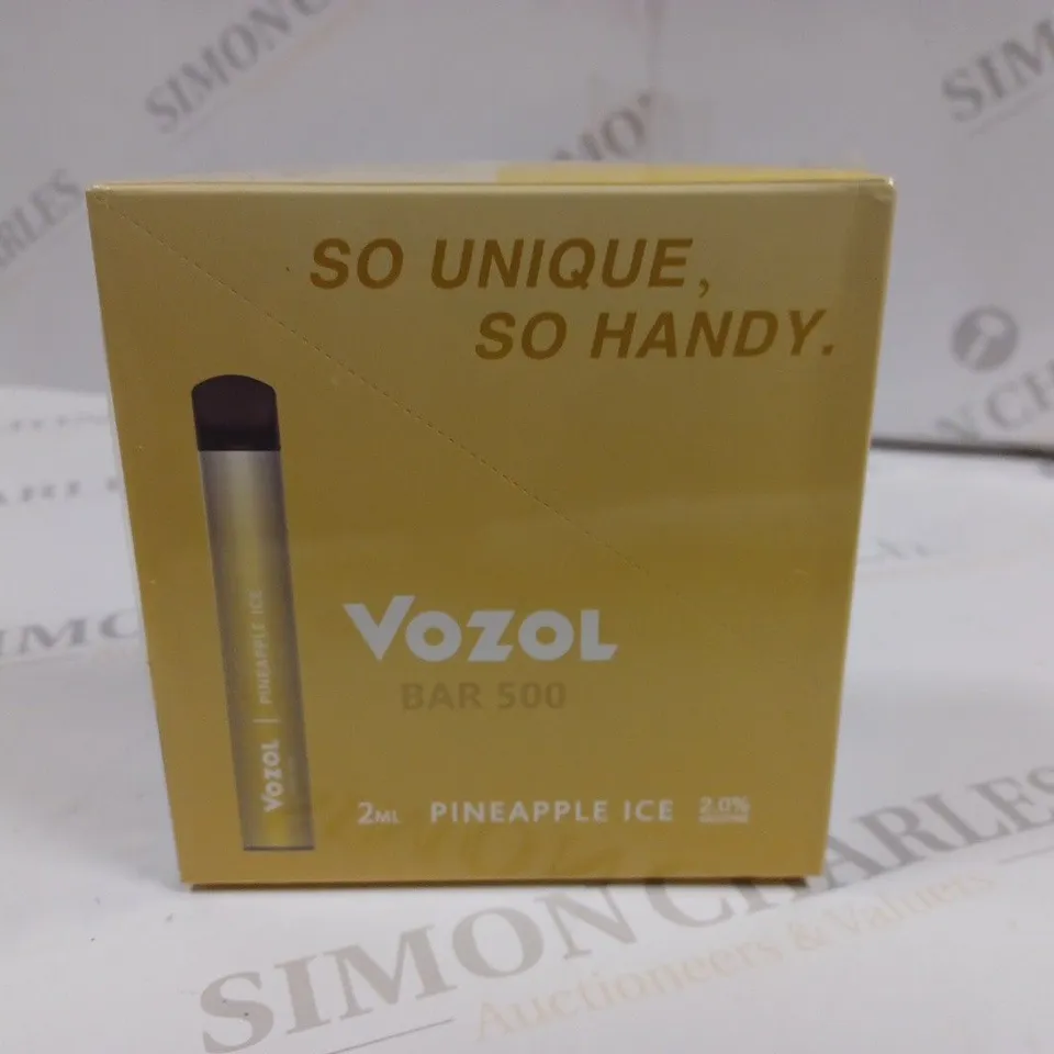 SEALED 10-PACK OF VOZOL BARR 500 E-CIGARETTES - PINEAPPLE ICE