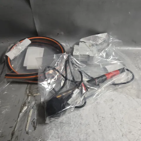 BOX OF APPROXIMATELY 10 ASSORTED ITEMS TO INCLUDE WASHABLE GLUE, SOLDERING KIT AND FLEX HOSE