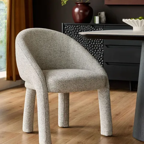 BOXED EASTON LIGHT GREY FABRIC DINING CHAIR - SALT/PEPPER (1 BOX)