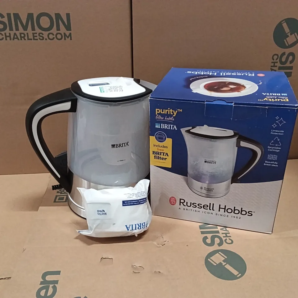 BOXED RUSSELL HOBBS 22851 BRITA PURITY FILTER PLASTIC KETTLE