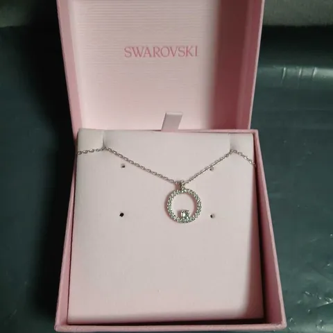 SWAROVSKI CIRCLE PENDANT NECKLACE WITH CRYSTALS – PINK BOXED