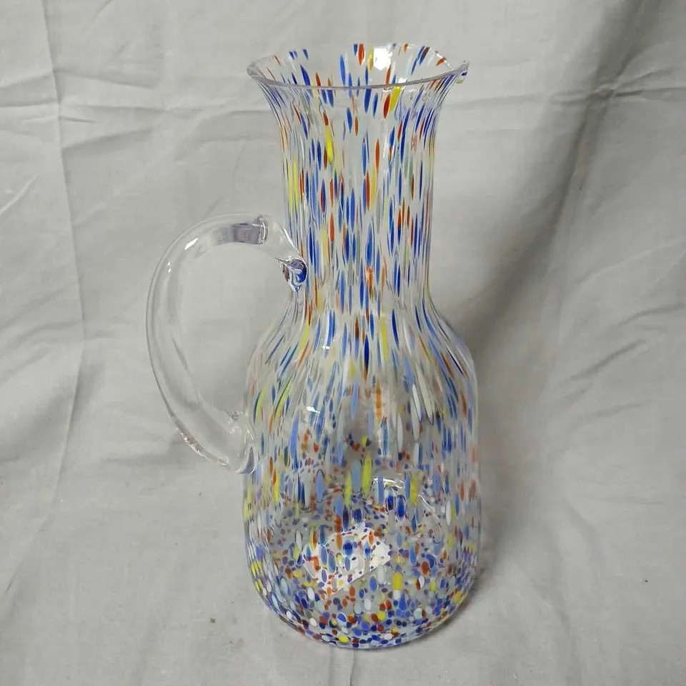 ZARA HOME HAND-BLOWN MURANO-STYLE GLASS VASE WITH MULTICOLOURED SPECKLED PATTERN
