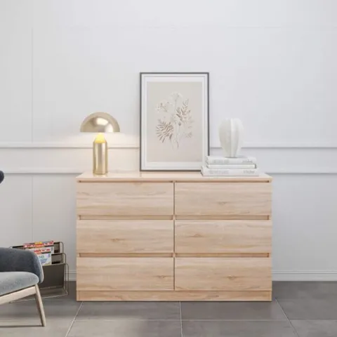 BOXED MALVERN 6 DRAWER CHEST - SONOMA OAK EFFECT (2 BOXES)