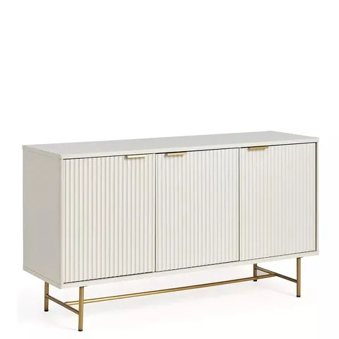 BOXED CORA LARGE 3 DOOR SIDEBOARD - IVORY/BRASS (1 BOX)