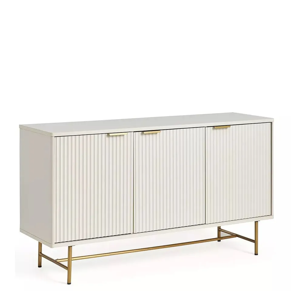 BOXED CORA LARGE 3 DOOR SIDEBOARD - IVORY/BRASS (1 BOX) RRP £209