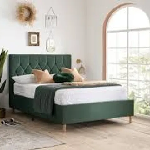 BOXED BIRLEA LOXLEY DOUBLE OTTOMAN BED - GREEN (3 BOXES)