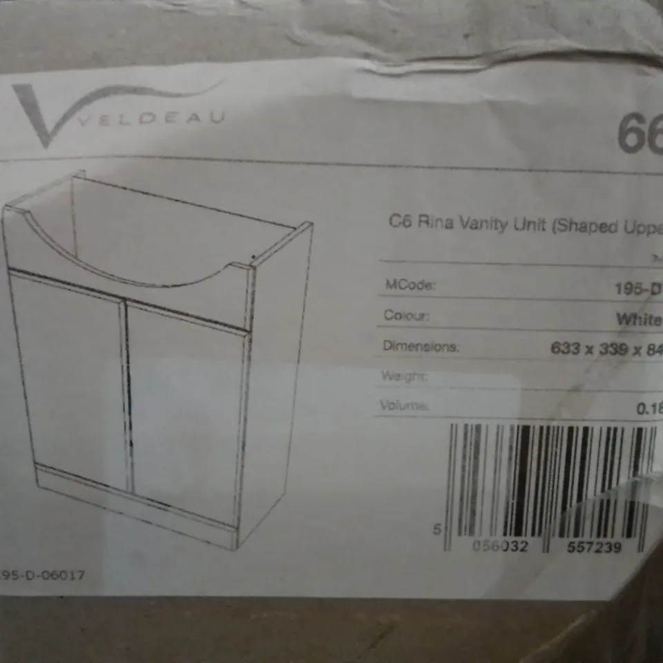 BOXED C6 RINA VANITY UNIT (SHAPED UPPER PANEL) WHITE GLOSS 
