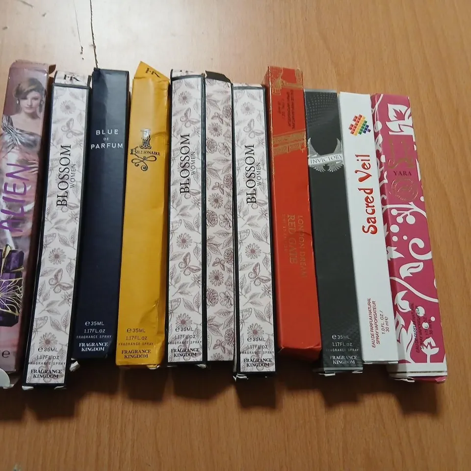 TEN ASSORTED 35ML FRAGRANCES TO INCLUDE; FRAGRANCE KINGDOM AND YARA