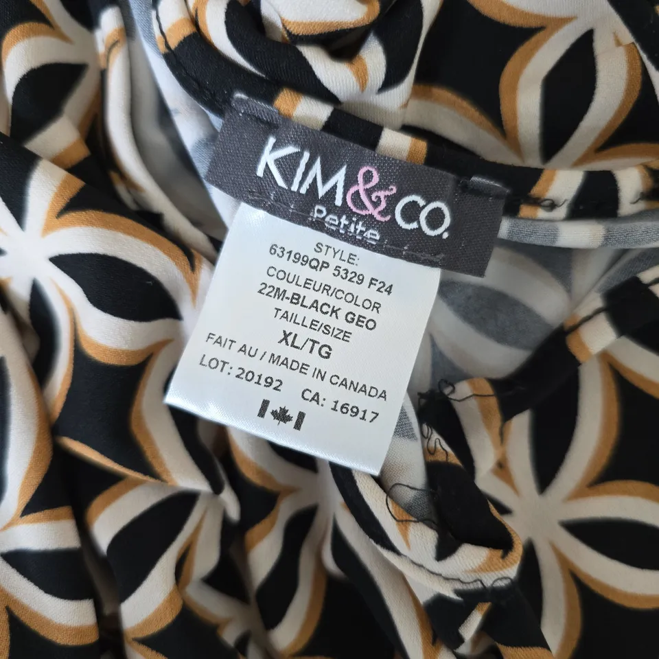KM&CO PETITE WOMEN'S DRESS – BLACK GEOMETRIC PATTERN, UK 16