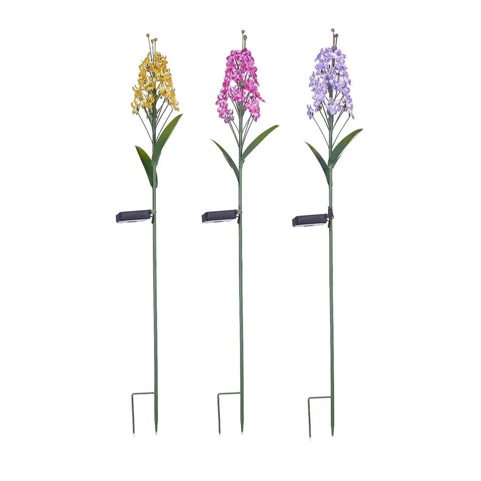 GARDEN REFLECTIONS SET OF 3 SOLAR DELPHINIUM STAKE LIGHTS