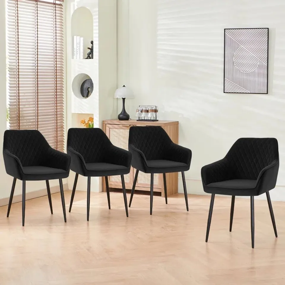 BOXED SEYMOUR UPHOLSTERED VELVET DINING CHAIR - BLACK (1 BOX)