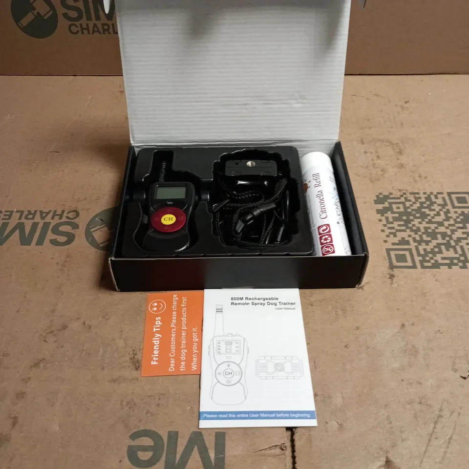 REMOTE SPRAY DOG TRAINING COLLAR BOXED WITH ACCESSORIES 