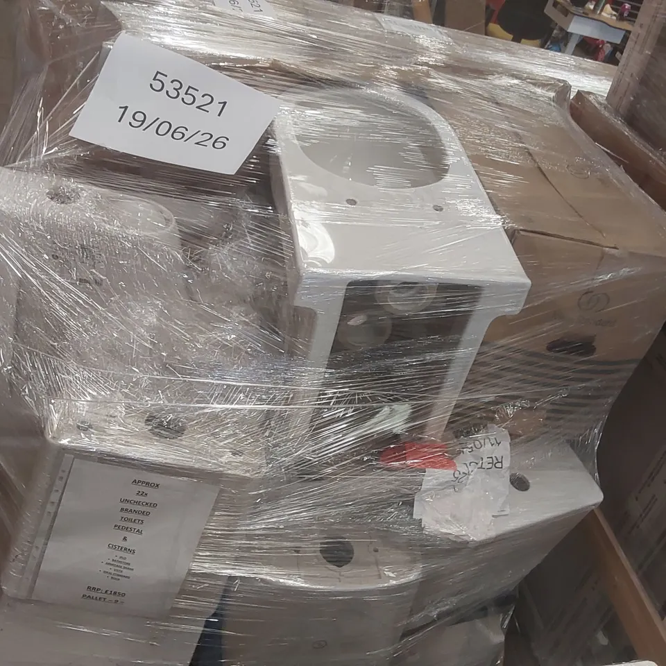 PALLET CONTAINING APPROXIMATELY 22x BRANDED TOILET PEDESTALS & CISTERNS