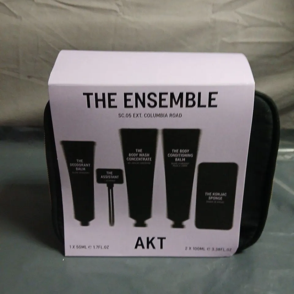 AKT THE ENSEMBLE COLUMBIA ROAD GIFT SET – DEODORANT BALM, BODY WASH CONCENTRATE & BODY CONDITIONING BALM (60ML + 2X100ML)