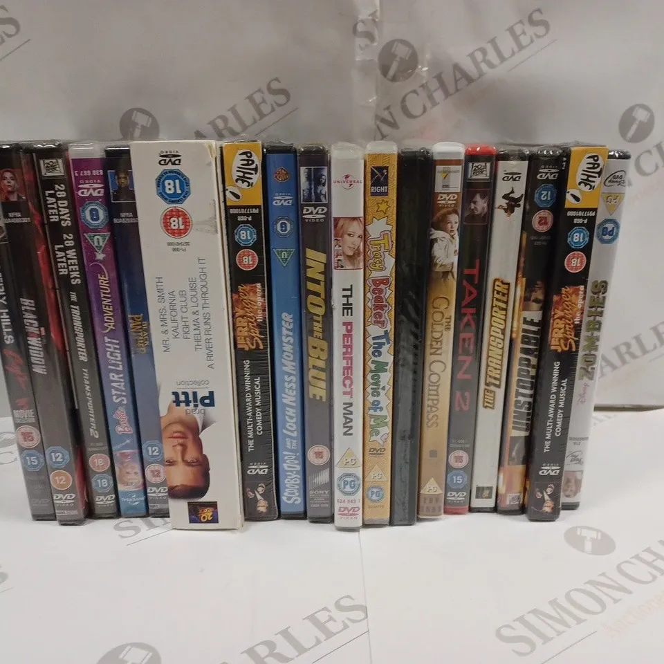 BOX OF APPROXIMATELY 15 ASSORTED DVDS TO INCLUDE 28 DAYS LATER COLLECTION, BLACK WIDOW, BEVERLY HILLS COP COLLECTION